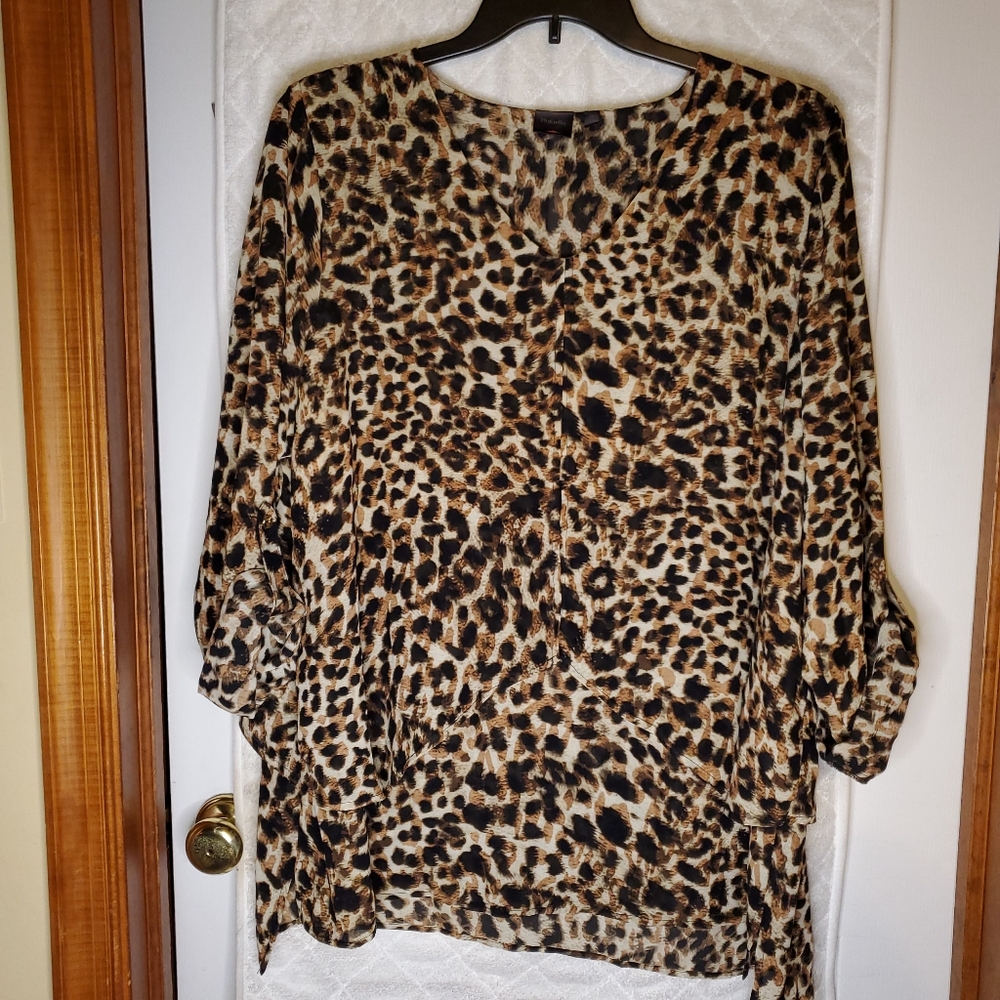 2x Rafaella Animal Print 3/4 Sleeve Top Blouse